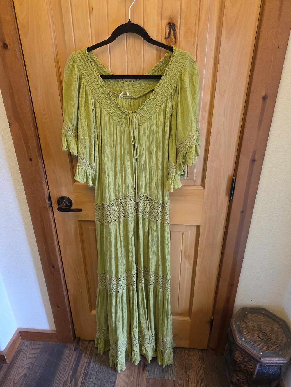 Like New FREE PEOPLE Dream On Maxi Dress in Guilded Lime Size M MSRP $108